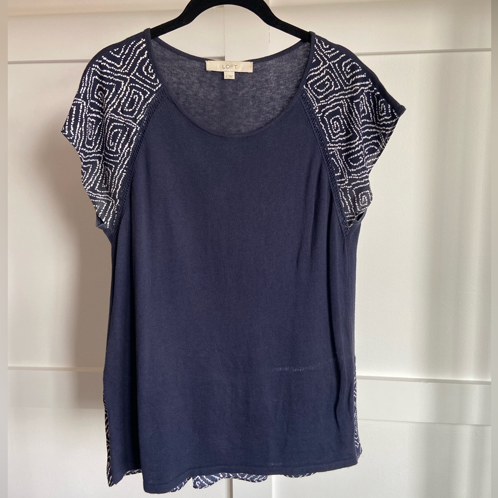 LOFT top with mixed fabric